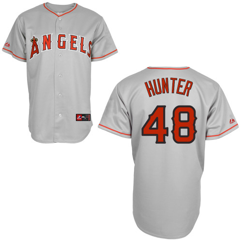 Los Angeles Angels 48 Torii Hunter Gray Cool Base MLB Jersey Baseball MLB Jerseys
